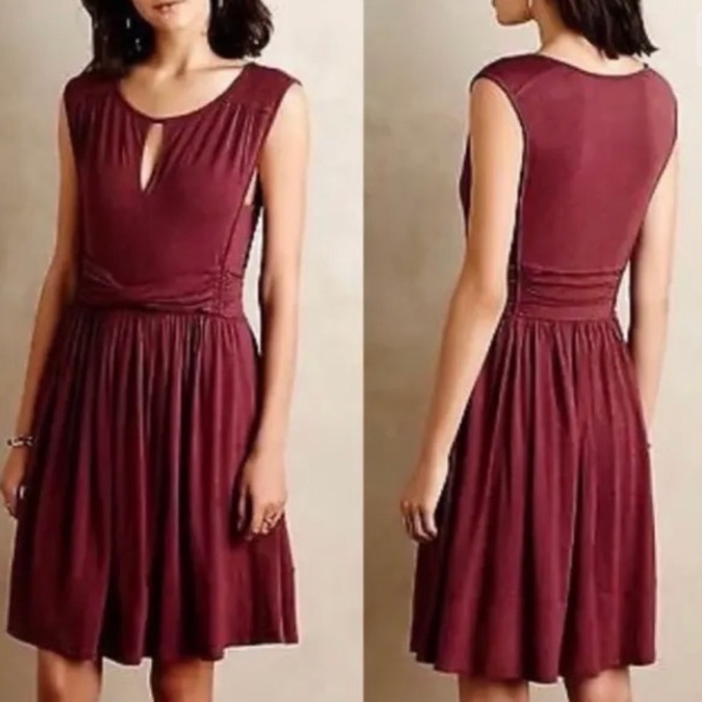 Anthropologie Maeve Sennebec Dress Maroon Size medium - Picture 5 of 6